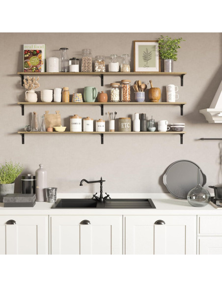 Estanterías Flotantes Wallniture Nola 3 Piezas 152.4cm Madera