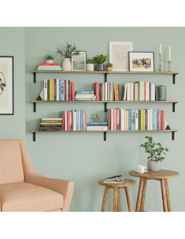 Estanterías Flotantes Wallniture Nola 3 Piezas 152.4cm Madera