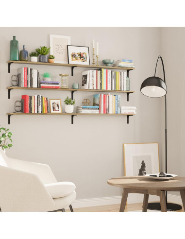 Estanterías Flotantes Wallniture Nola 3 Piezas 152.4cm Madera