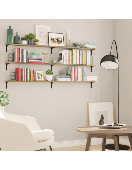 Estanterías Flotantes Wallniture Nola 3 Piezas 152.4cm Madera