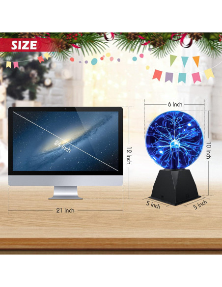 Lámpara de Plasma Flashmen 15 cm Táctil y Sonido Azul