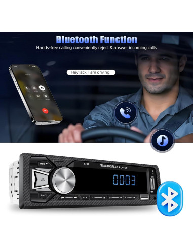 Receptor de Audio para Coche AMprime A3100US5 Bluetooth MP3