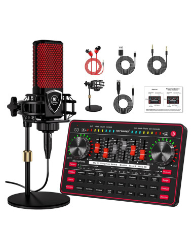Paquete de Podcast G3 - Micrófono, Tarjeta de Sonido y Efectos