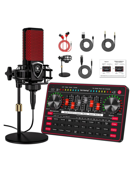 Paquete de Podcast G3 - Micrófono, Tarjeta de Sonido y Efectos