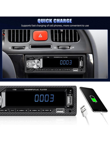 Receptor de Audio para Coche AMprime A3100US5 Bluetooth MP3