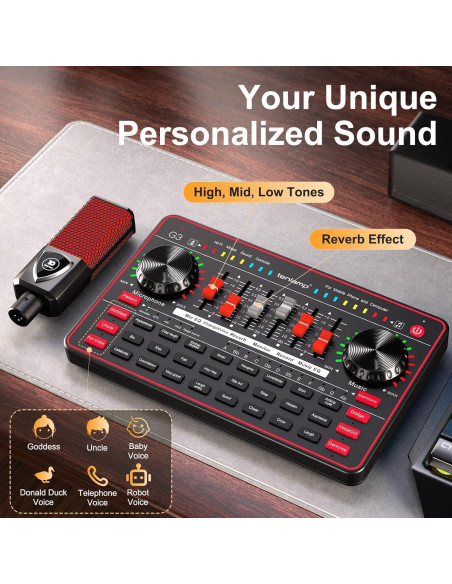 Paquete de Podcast G3 - Micrófono, Tarjeta de Sonido y Efectos