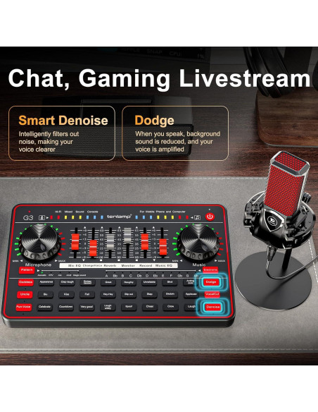 Paquete de Podcast G3 - Micrófono, Tarjeta de Sonido y Efectos