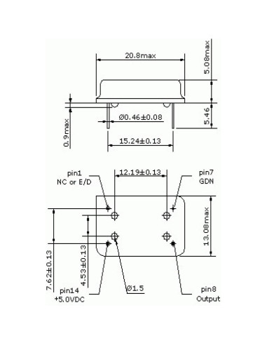 Oscilador de cristal DIP14 3.3V-5V 56MHz Tongxiang - 2 Piezas