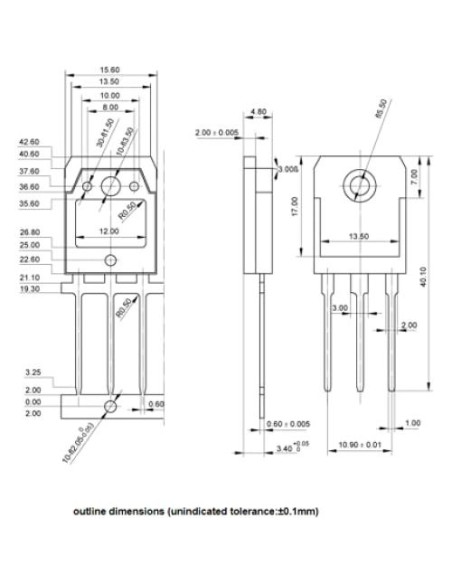 Transistores de Potencia NPN TIP35C Bridgold 25A 100V 5pcs