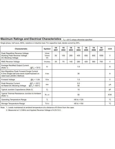Diodo Rectificador SMD 1A 400V 100pcs M4 1N4004