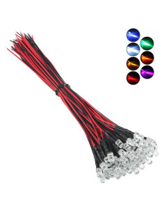 50 Diodos LED 5mm Pre Cableados DORHEA 12V Luz Multicolor
