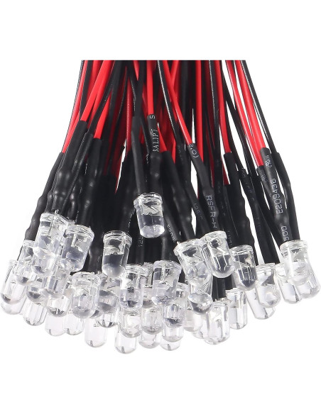 50 Diodos LED 5mm Pre Cableados DORHEA 12V Luz Multicolor