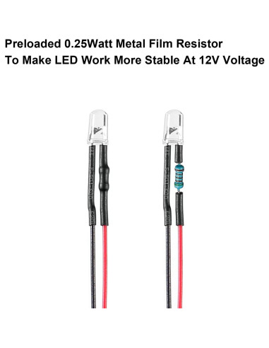 50 Diodos LED 5mm Pre Cableados DORHEA 12V Luz Multicolor