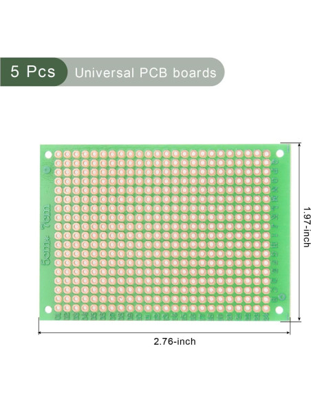 Placas de Circuito Impresas YOKIVE 5 Pcs FR-4 50x70mm Verde