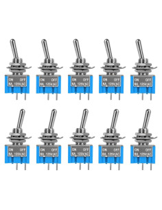 10 Interruptores de Palanca MTS-101 6A 125V 2 Pines ON/OFF