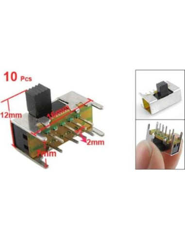 Interruptor Deslizante Horizontal 3 Posiciones 8 Pines Sourcingmap