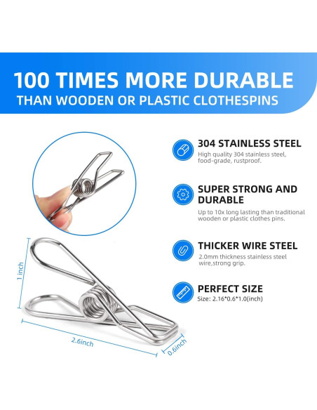 Pinzas de Ropa de Acero Inoxidable AoHu - 28 Piezas 6.6 cm