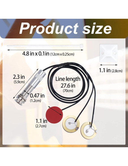 Captador Piezo Autoadhesivo PAGOW 3 en 1 para Guitarra y Más
