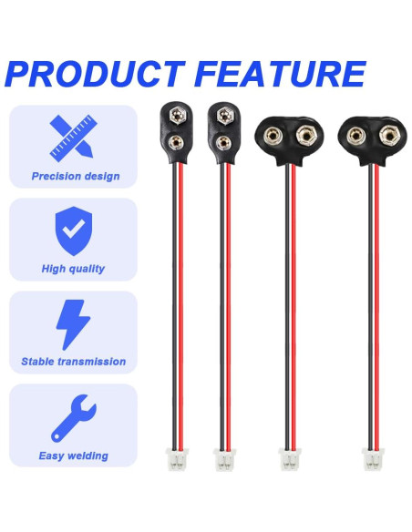 Conector de Batería 9V PH2.0 Tipo I y T - Paquete de 20