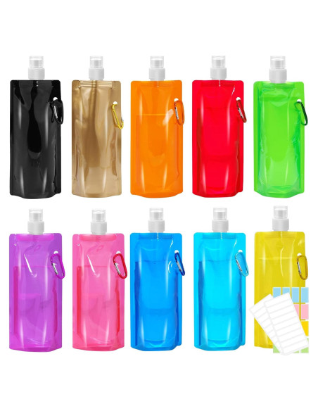 Paquete de 10 Botellas de Agua Plegables Smilixin 480ml