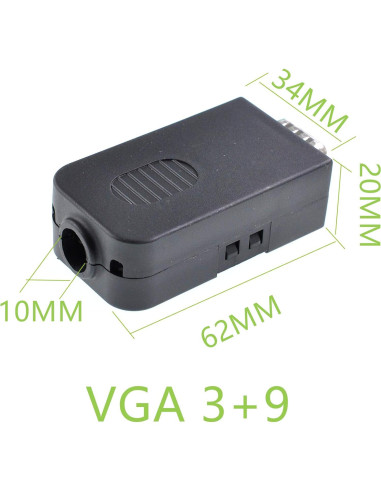 Adaptador VGA Macho Oiyagai DB15 3+9 15 Pines con Terminal