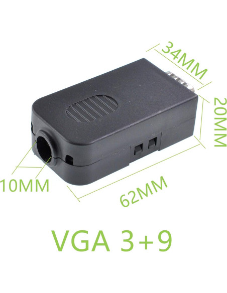 Adaptador VGA Macho Oiyagai DB15 3+9 15 Pines con Terminal