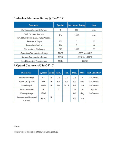 10 Pcs LED Infrarrojo 740nm 3W Chip Alta Potencia LEDGUHON