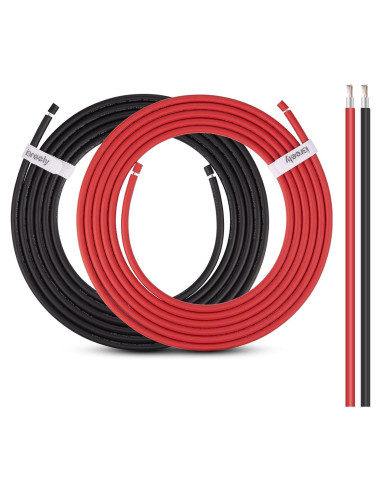 Cable Solar 10 AWG iGreely 30 pies Negro y Rojo Cobre Estañado