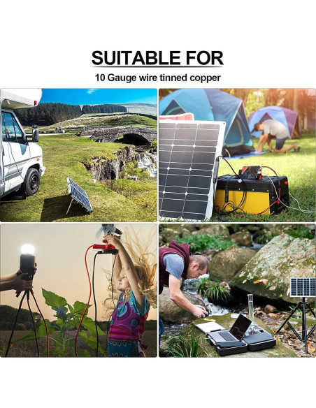 Cable Solar 10 AWG iGreely 30 pies Negro y Rojo Cobre Estañado