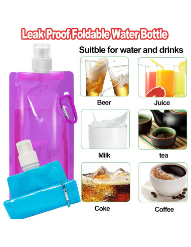 Paquete de 10 Botellas de Agua Plegables Smilixin 480ml