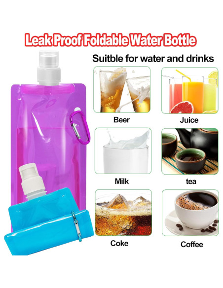 Paquete de 10 Botellas de Agua Plegables Smilixin 480ml