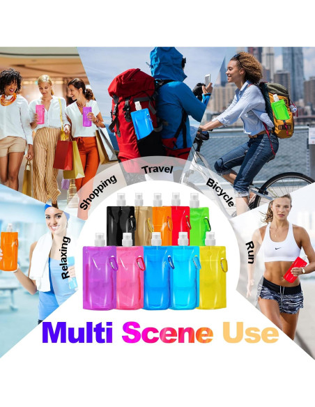 Paquete de 10 Botellas de Agua Plegables Smilixin 480ml