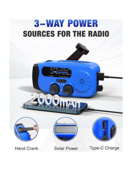 Radio Solar y de Manivela Emgykit 2000mAh + Bluetooth 4000mAh