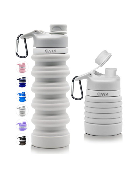 Botella de Agua Plegable ONTA 550ml Silicona Libre BPA Gris