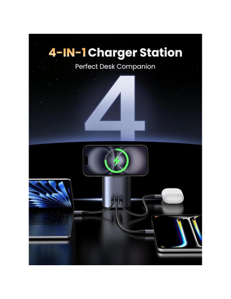 Cargador UGREEN Nexode 65W 4 en 1 USB-C con Carga Inalámbrica