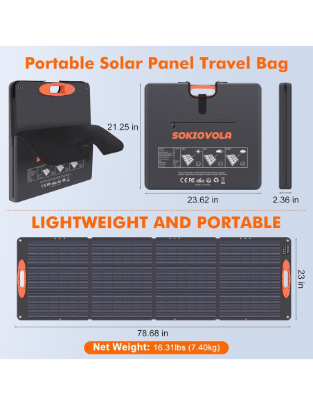 Panel Solar Plegable SOKIOVOLA 200W Alta Eficiencia IP68