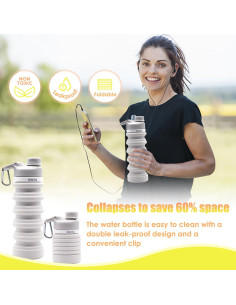 Botella de Agua Plegable ONTA 550ml Silicona Libre BPA Gris 2