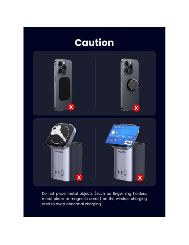 Cargador UGREEN Nexode 65W 4 en 1 USB-C con Carga Inalámbrica