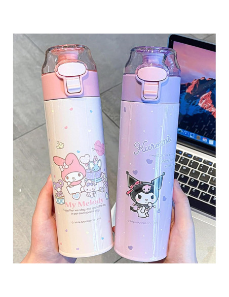 Botella de Agua Aislada Many Rainbows 480ml Acero Inoxidable Rosa