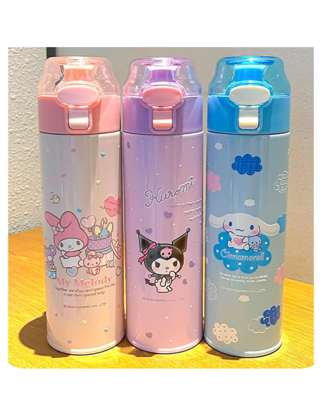 Botella de Agua Aislada Many Rainbows 480ml Acero Inoxidable Rosa