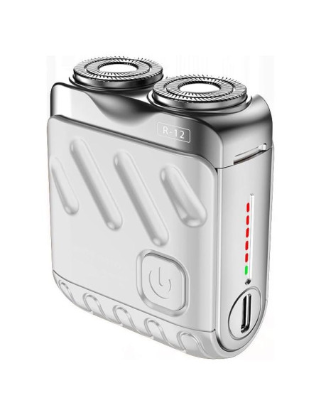 Afeitadora Eléctrica Mini Portátil R-12 USB Blanca