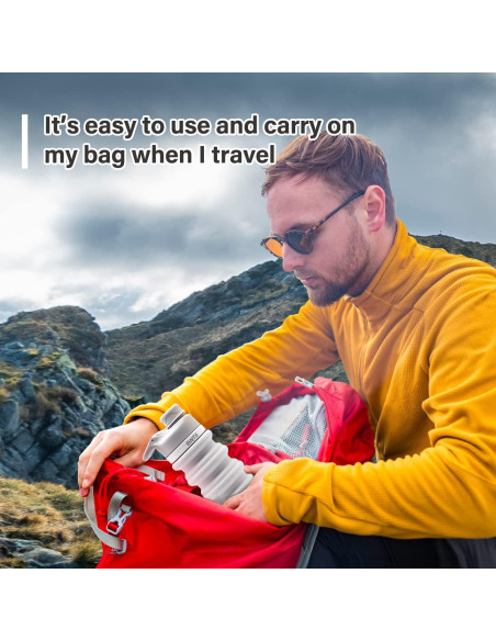 Botella de Agua Plegable ONTA 550ml Silicona Libre BPA Gris