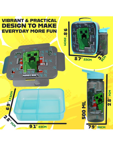 Set de Almuerzo Get Trend Minecraft 3 Piezas Aislado Niños