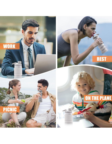 Botella de Agua Plegable ONTA 550ml Silicona Libre BPA Gris