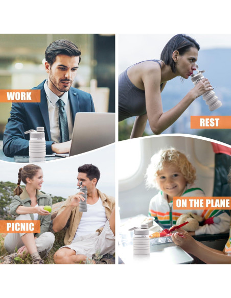 Botella de Agua Plegable ONTA 550ml Silicona Libre BPA Gris