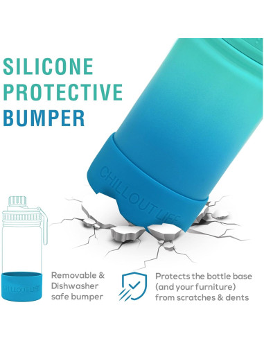 Botella de Agua Aislada 12 oz CHILLOUT LIFE Azul Océano