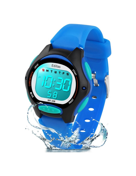 Reloj Digital Impermeable para Niños Yadelai Edi8207B Azul