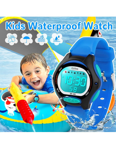 Reloj Digital Impermeable para Niños Yadelai Edi8207B Azul