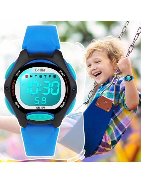 Reloj Digital Impermeable para Niños Yadelai Edi8207B Azul