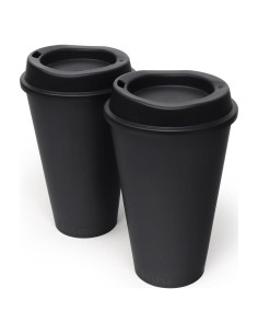 Tazas de café reutilizables Rolling Sands 2 pk 480 ml negras